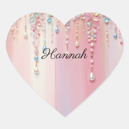 Parel Dangles en Pastel Stripes Hart Sticker (Voorkant)