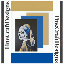 Parel Earring schedel Vermeer Parodie Decoupage L  Inpakpapier Vel