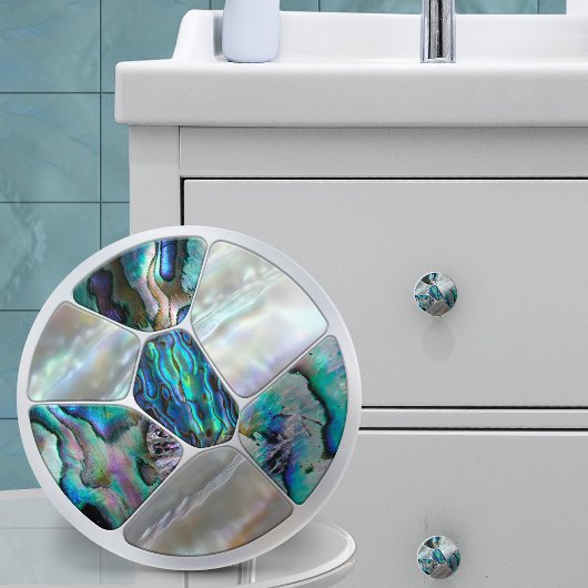 Parel en Abalone - Voronoi Cells Mosaic Keramische Knop