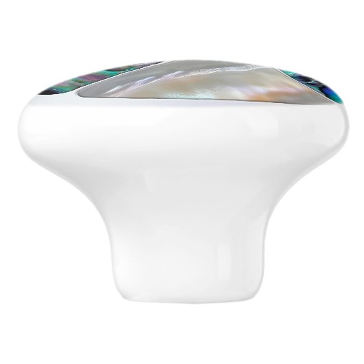 Parel en Abalone - Voronoi Cells Mosaic Keramische Knop (Zijkant)