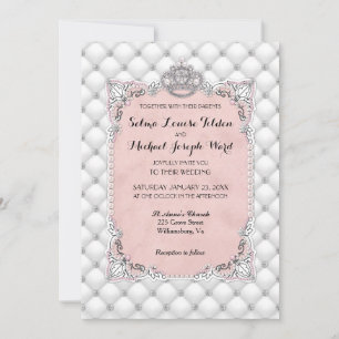Parel- en diamantbruiloft Roze Glamoureuze Formeel Kaart
