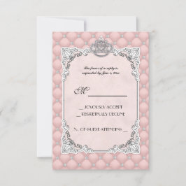 Parel- en diamanten trouwkaart roze glamoureuze RS RSVP Kaartje