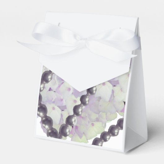 Parel- en Mauve Hydrangea Favor Box Bedankdoosjes (Voorkant Zijde)
