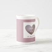 Parel en paarse bruiloft of jubileum geschenk cup porselein kop (Voorkant rechts)