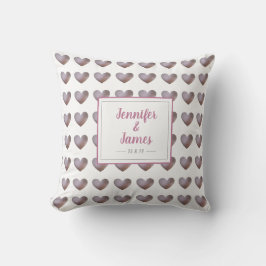 Parel en paarse hart bruiloft / jubileumkussen kussen