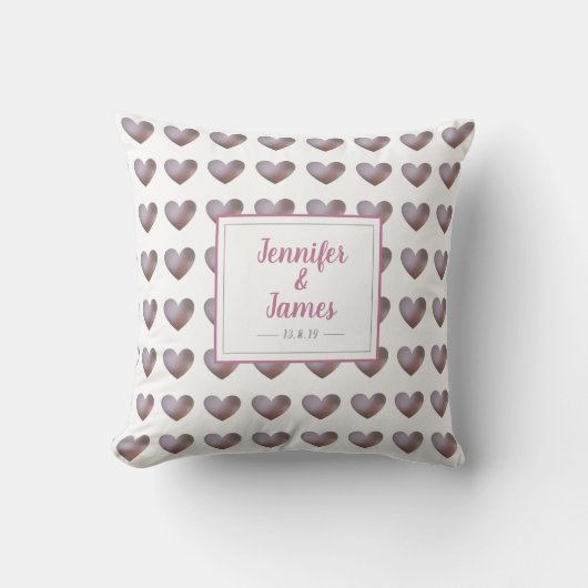 Parel en paarse hart bruiloft / jubileumkussen kussen (Voorkant)