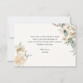 Parel en prosecco bloemrijke bruidsdouche bedankkaart (Achterkant)