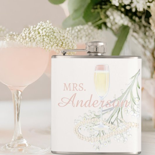 Parel- en Prosecco Blush Bruidsfeest Bruid Geschen Heupfles