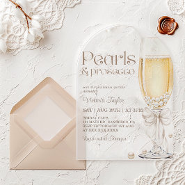 Parel- en Prosecco Boog Bruidsdiner Acryl Uitnodigingen