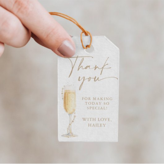 Parel- en Prosecco Bruidsbruiloft Bedankbriefje Cadeaulabel