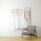 Parel- en Prosecco Bruidsbruiloft Foto Achtergrond Wandkleed (In situ)