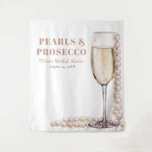 Parel- en Prosecco Bruidsbruiloft Foto Achtergrond Wandkleed