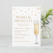 Parel- en Prosecco Bruidsdiner Kaart (Staand voorkant)