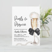Parel en Prosecco Bruidsdiner Kaart (Staand voorkant)