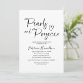 Parel en Prosecco Bruidsdiner Kaart (Staand voorkant)