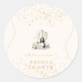 Parel en Prosecco Bruidsdiner Ronde Sticker (Voorkant)