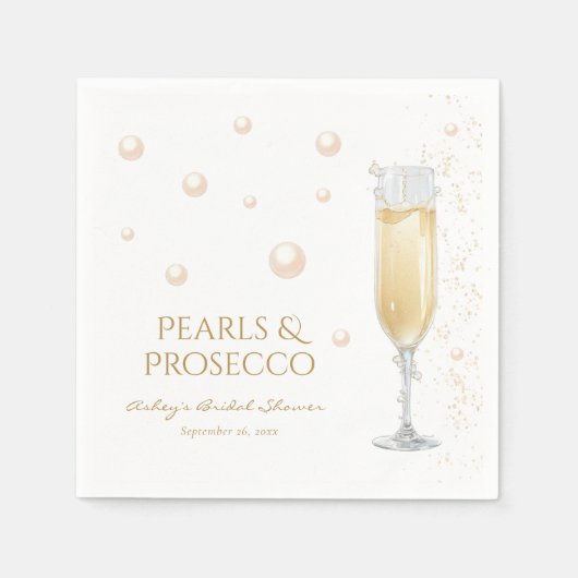 Parel en Prosecco Bruidsdiner Servet (Voorkant)
