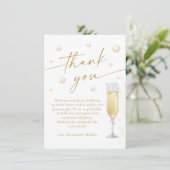 Parel- en Prosecco Bruidsdouche Bedankkaart (Staand voorkant)