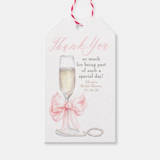 Parel- en Prosecco Bruidsdouche Bedankt Cadeaulabel (Voorkant)