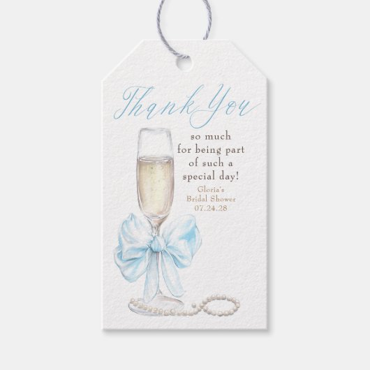 Parel- en Prosecco Bruidsdouche Bedankt Cadeaulabel (Voorkant)
