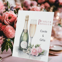 Parel- en Prosecco Bruidsdouche Kaarten & Cadeaus Reclamebord Met Voetstuk