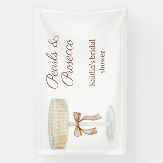 Parel- en Prosecco bruidsdouche liefde  Spandoek (Verticaal)