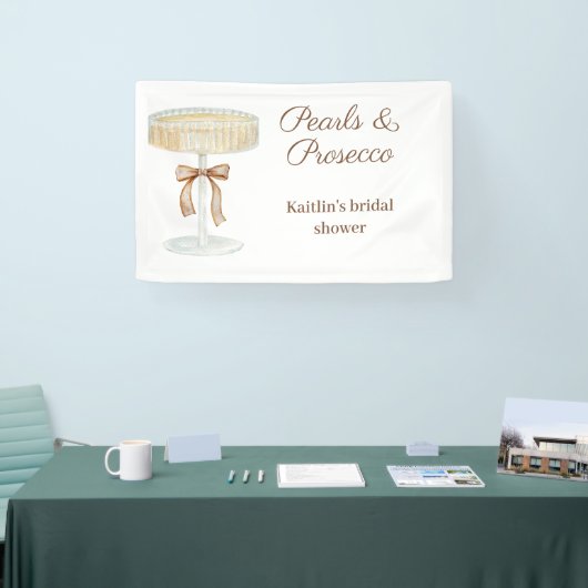 Parel- en Prosecco bruidsdouche liefde  Spandoek (Beurs)