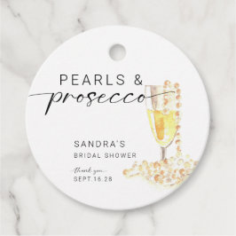 Parel- en Prosecco Bruidsdouche Minimalistisch Aan Bedankjes Labels