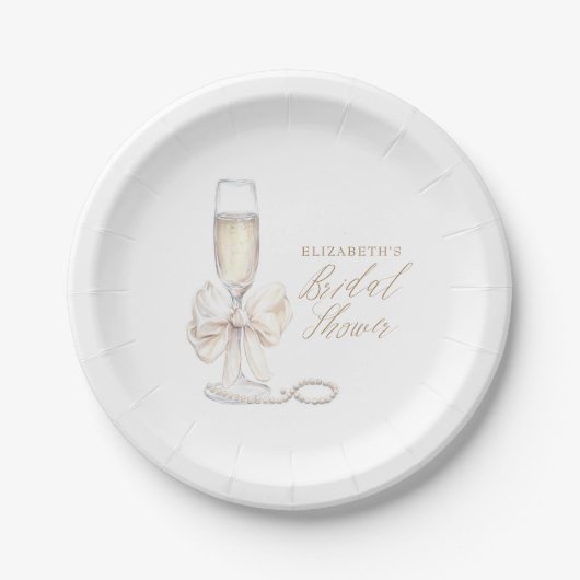 Parel- en Prosecco Bruidsdouche Papieren Bordje (Voorkant)