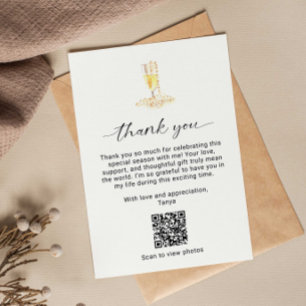 Parel- en Prosecco Bruidsdouche QR-code Bedankkaart