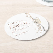 Parel- en Prosecco Bruidsdouche Ronde Kartonnen Onderzetter (Gebogen)