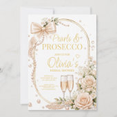 Parel en Prosecco Bruidsdouche uitnodiging (Voorkant)