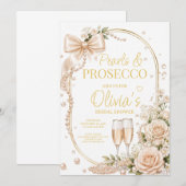 Parel en Prosecco Bruidsdouche uitnodiging (Voorkant / Achterkant)