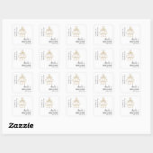 Parel en Prosecco Bruidsdouche Vierkante Sticker (Vel)
