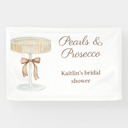 Parel- en Prosecco bruidsdoucheliefde  Spandoek (Horizontaal)