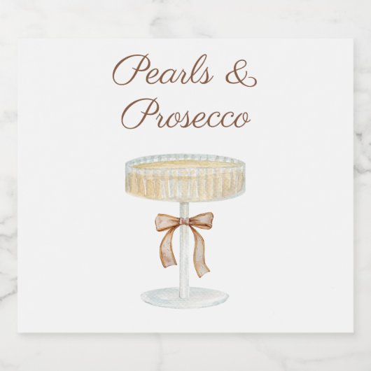 Parel en Prosecco bruidsdoucheliefde Sparkling Wijnetiket (Enkel label)