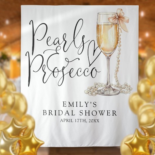 Parel- en Prosecco Bruidsfeest Achtergrond Wandkleed