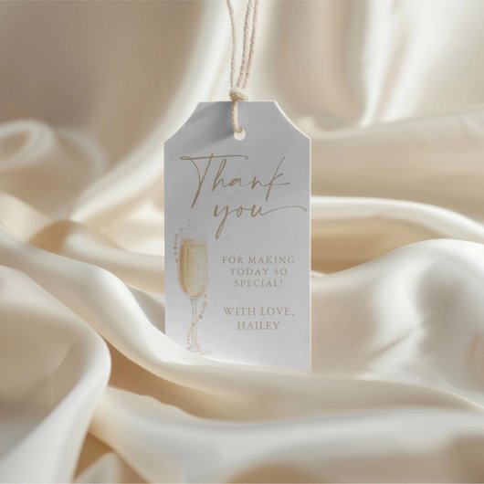 Parel- en Prosecco Bruidsfeest Bedankkaartje Cadeaulabel