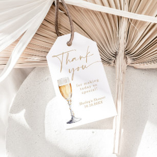 Parel- en Prosecco Bruidsfeest Bedankt Label Cadeaulabel