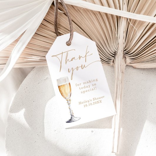 Parel- en Prosecco Bruidsfeest Bedankt Label Cadeaulabel