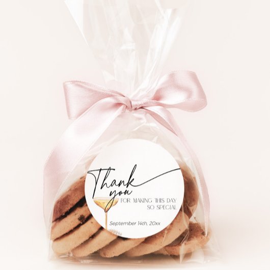 Parel- en Prosecco Bruidsfeest Bedankt Ronde Sticker