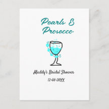 Parel- en prosecco-bruidsfeest blauw zwart naam 