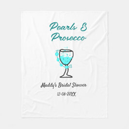Parel- en prosecco-bruidsfeest blauw zwart naam  fleece deken