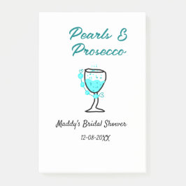 Parel- en prosecco-bruidsfeest blauw zwart naam  post-it® notes