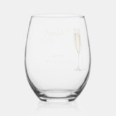 Parel- en Prosecco Bruidsfeest, Bruidsbrunch Wijnglas Zonder Voet (Achterkant)