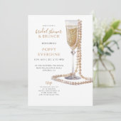 Parel- en Prosecco Bruidsfeest Brunch Kaart (Staand voorkant)