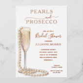 Parel- en Prosecco Bruidsfeest Brunch & Mousserend Folie Uitnodiging (Voorkant)