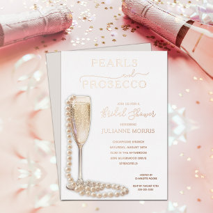 Parel- en Prosecco Bruidsfeest Brunch & Mousserend Folie Uitnodiging
