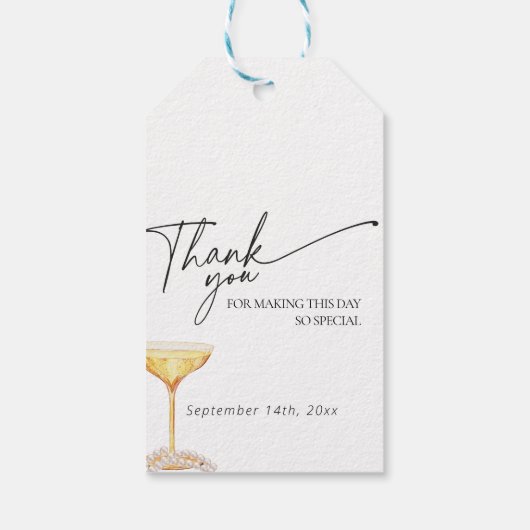 Parel- en Prosecco Bruidsfeest Champagne Brunch Cadeaulabel (Achterkant)