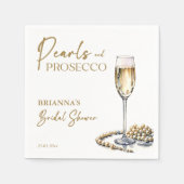 Parel- en prosecco-bruidsfeest elegant gedrukt servet (Voorkant)